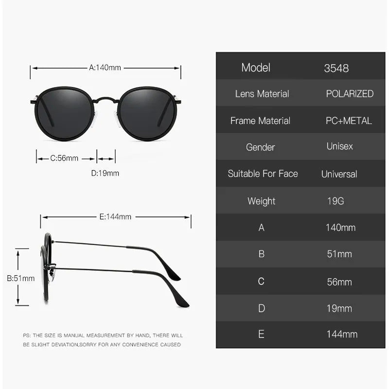 Cat Shop Boys - 2024 Round Polarization Sunglasses Men Polarization Sun Glasses Women Metal Frame Black Lens Eyewear Driving Goggles UV400