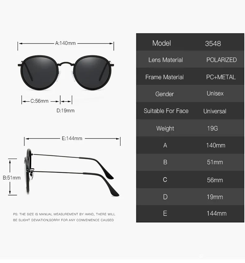 Cat Shop Boys - 2024 Round Polarization Sunglasses Men Polarization Sun Glasses Women Metal Frame Black Lens Eyewear Driving Goggles UV400