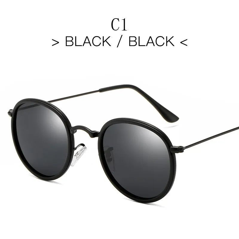 Cat Shop Boys - 2024 Round Polarization Sunglasses Men Polarization Sun Glasses Women Metal Frame Black Lens Eyewear Driving Goggles UV400