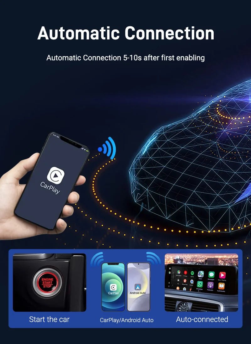 Cat Shop Boys - 2025 New Wired to Wireless CarPlay 2 in1 Mini Adapter Android Auto Smart Box Plug and Play Auto Connection OTA Update Universal