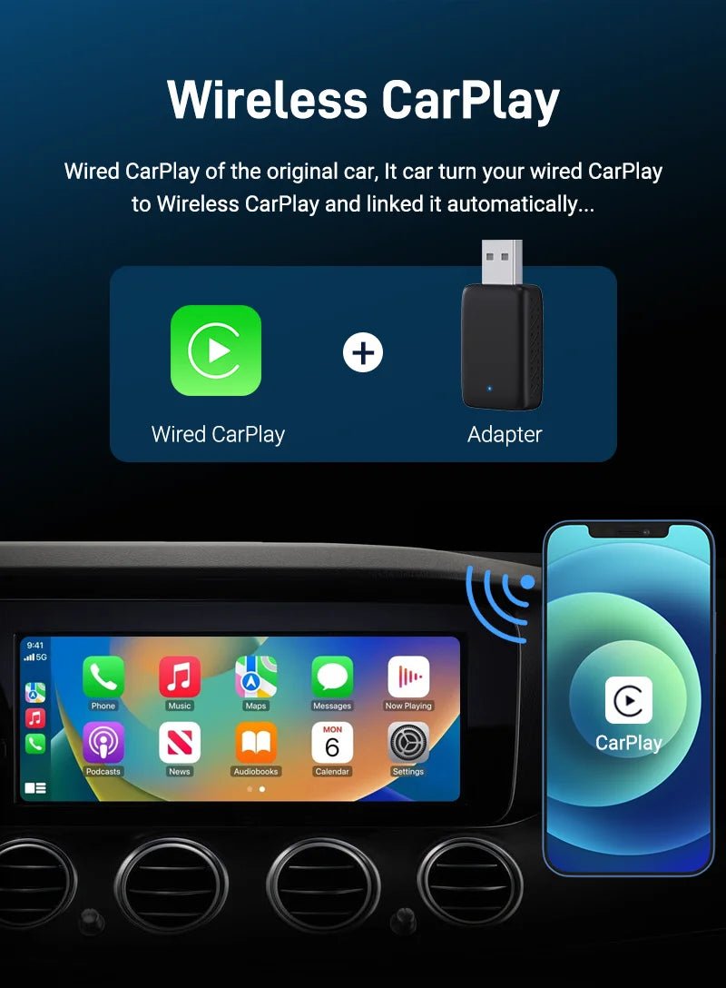 Cat Shop Boys - 2025 New Wired to Wireless CarPlay 2 in1 Mini Adapter Android Auto Smart Box Plug and Play Auto Connection OTA Update Universal