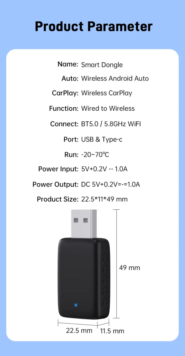 Cat Shop Boys - 2025 New Wired to Wireless CarPlay 2 in1 Mini Adapter Android Auto Smart Box Plug and Play Auto Connection OTA Update Universal