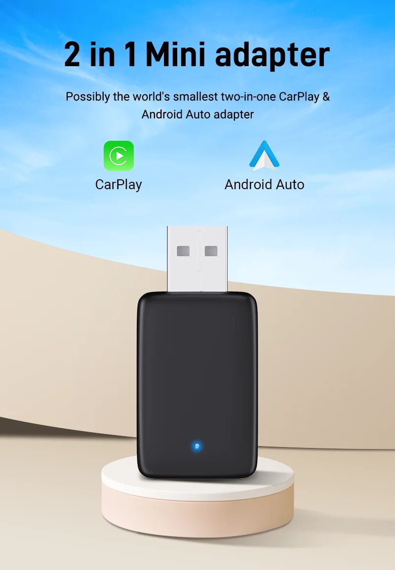 Cat Shop Boys - 2025 New Wired to Wireless CarPlay 2 in1 Mini Adapter Android Auto Smart Box Plug and Play Auto Connection OTA Update Universal