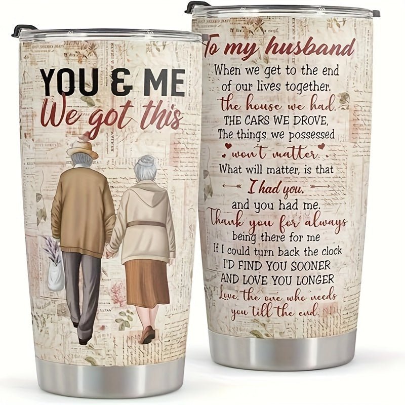 Cat Shop Boys - 20oz Stainless Steel Tumbler with Heartfelt Message for Husband - Ideal for Valentine's, Birthday, Anniversary & Father's Day Gifts - Durable, Reusable Drinkware with Vintage Design, Hand Wash Only