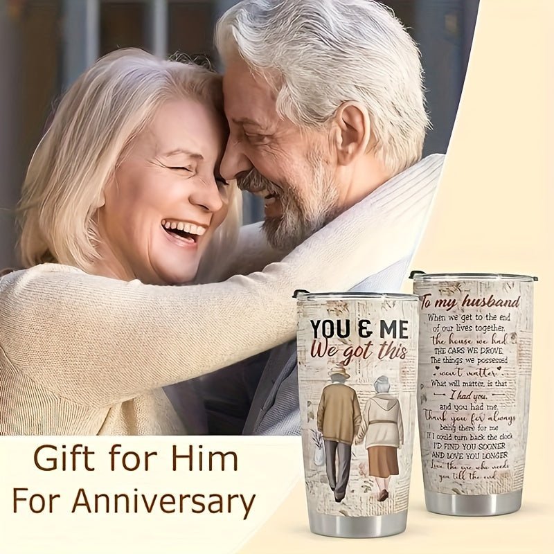 Cat Shop Boys - 20oz Stainless Steel Tumbler with Heartfelt Message for Husband - Ideal for Valentine's, Birthday, Anniversary & Father's Day Gifts - Durable, Reusable Drinkware with Vintage Design, Hand Wash Only