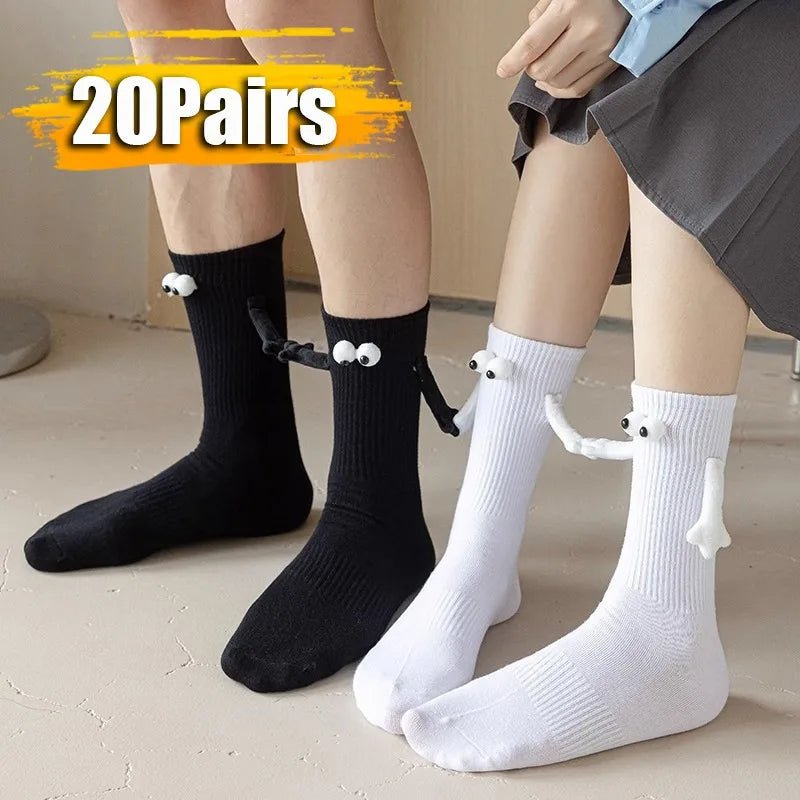 Cat Shop Boys - 20Pairs Quirky Hand - holding Socks Couple's Magnetic Pulling Hand Cute Holding Feet Socks Cotton Self - labeling Sucker Punch Socks