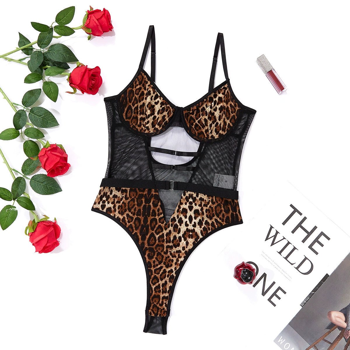 Cat Shop Boys - 25440 Exquisite Leopard Print Jumpsuit Temptation Fashion Charming Design Personalized Fashion Open Gear Underwear Base