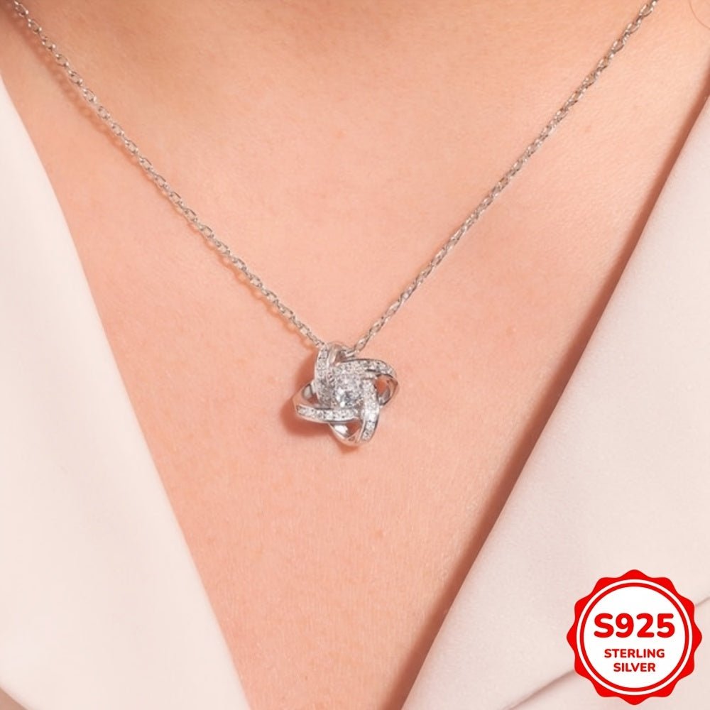 Cat Shop Boys - 2.9g 1pc Fashion S925 Sterling Silver Eternal Knot Pendant Necklace Inlaid Zirconia Flower Collar Chain For Women Girlfriend'S Valentine'S Mother'S Day Birthday Gift Fine Jewelry