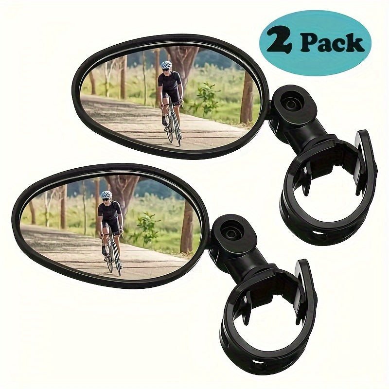 Cat Shop Boys - 2pcs High - Visibility Convex Bicycle Rearview Mirrors with Reflector - Fit, Wide - Angle View for Safe Cycling at Night & Daytime Visibility, Black