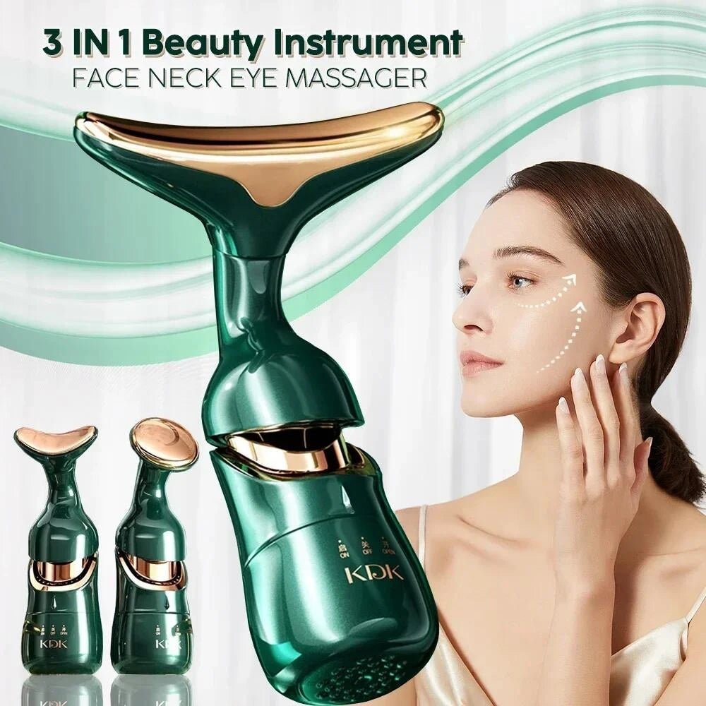 Cat Shop Boys - 3 In 1 Facial Lifting Device Neck Facial Eye Massage Face Slimmer EMS Beauty Skin Tightening Wrinkle Anti Aging Face Massager