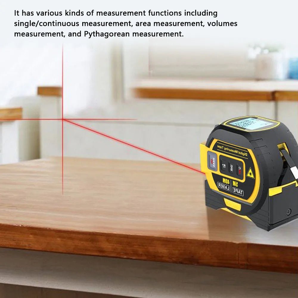 Cat Shop Boys - 3 in 1 Laser Rangefinder 5M Tape Measure Ruler LCD Display with Backlight Distance Meter Building Measurement Device