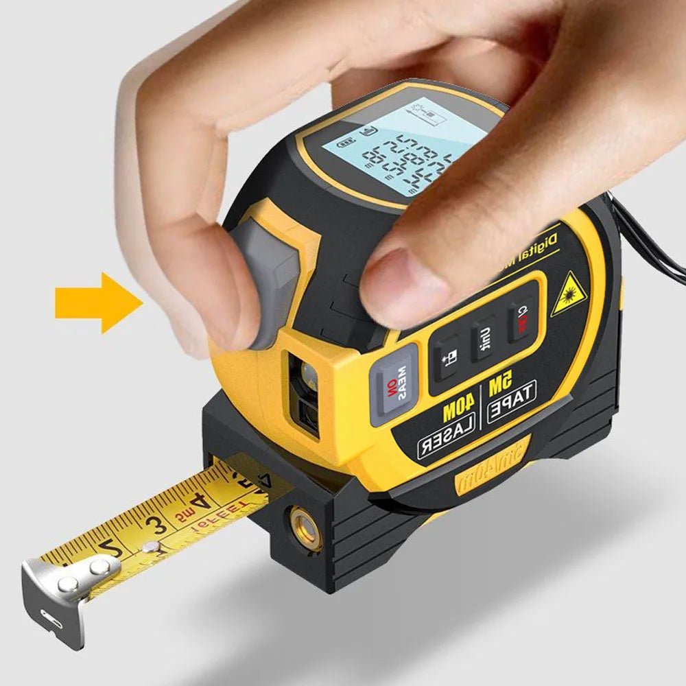 Cat Shop Boys - 3 in 1 Laser Rangefinder 5M Tape Measure Ruler LCD Display with Backlight Distance Meter Building Measurement Device