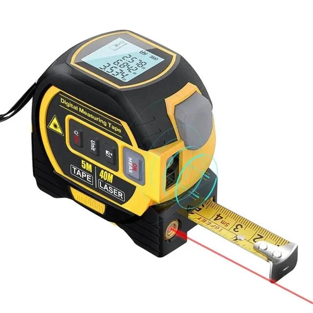 Cat Shop Boys - 3 in 1 Laser Rangefinder 5M Tape Measure Ruler LCD Display with Backlight Distance Meter Building Measurement Device