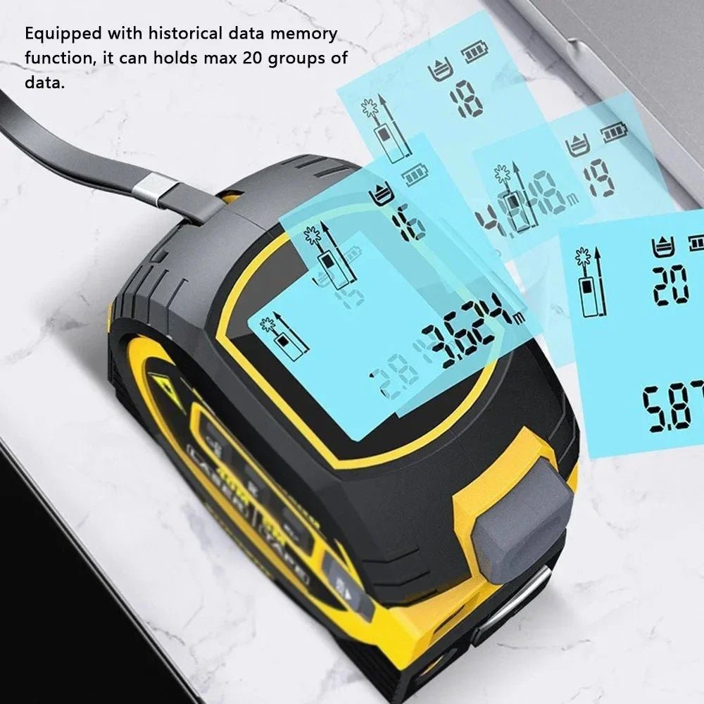 Cat Shop Boys - 3 in 1 Laser Rangefinder 5M Tape Measure Ruler LCD Display with Backlight Distance Meter Building Measurement Device