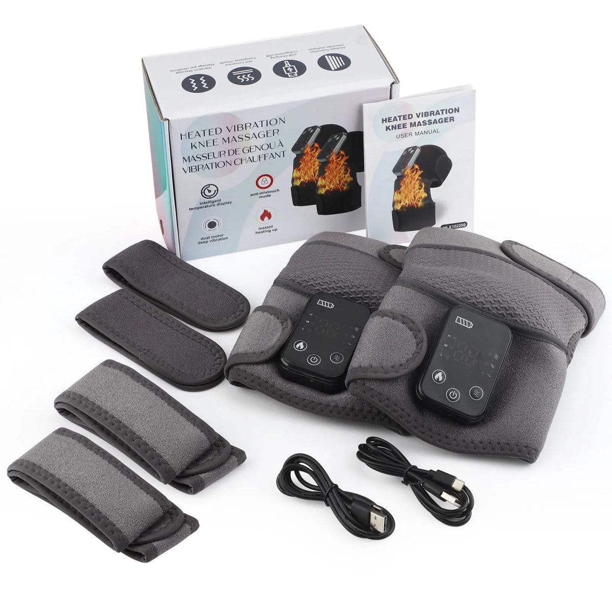 Cat Shop Boys - 3 Level Heated Vibration Knee Shoulder Elbow Massager for Arthritis Temperature Control Shoulder Brace Support Knee Warmer