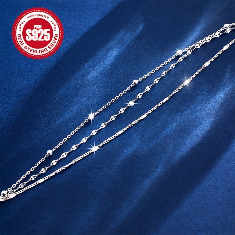 Cat Shop Boys - 3.1g 925 Sterling Silver Elegant Triple - Layered Bracelet for Women - Hypoallergenic, Classic, Silver - Plated Chain - Ideal for Music Festivals, Sunrise Parties - Thanksgiving & Christmas Gift, All Seasons