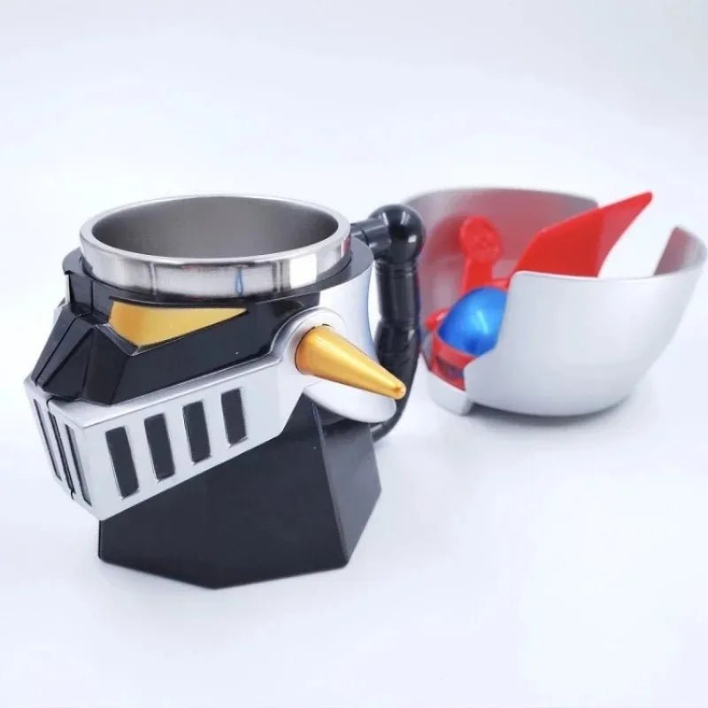 Cat Shop Boys - 410ml Japanese Anime MAZINGER Z Transformation Robot Coffee Mugs with Lid Stainless Steel Cup Office Milk Tea Cups Drinkware