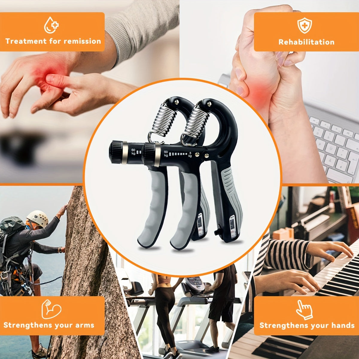 1/ 2Pcs Grip Strengthener -Adjustable Hand Exerciser - Hand Grips Strengthener Trainer For Muscle Building, HandTherapy And Recovery - Relieve Pain For Arthritis