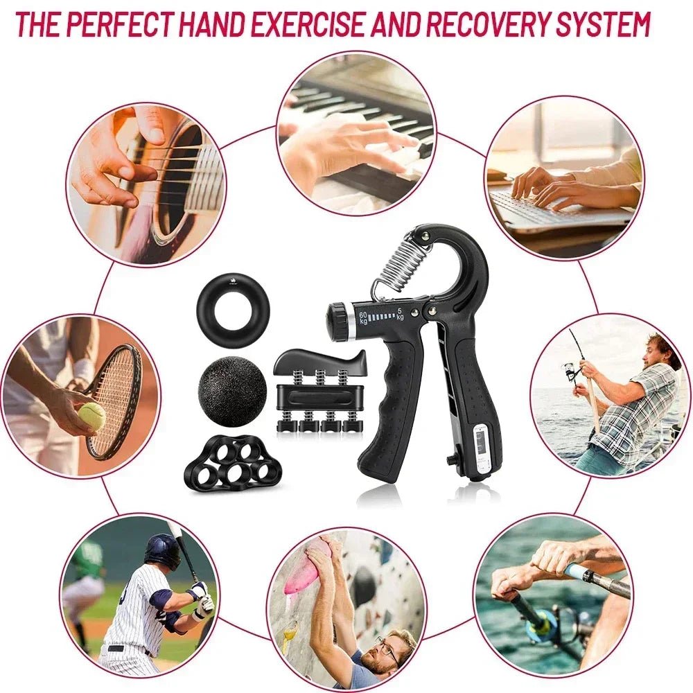 Cat Shop Boys - 5 - 60Kg Adjustable Grip Strength Trainer with Finger Exerciser Hand Grip Strengthener for Muscle Building and Injury Recover