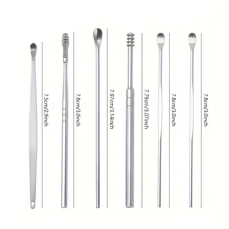 Cat Shop Boys - 6 - in - 1 Stainless Steel Ear Wax Cleaner Set - Effectively Remove Ear Wax with Comfortable Ear Picks