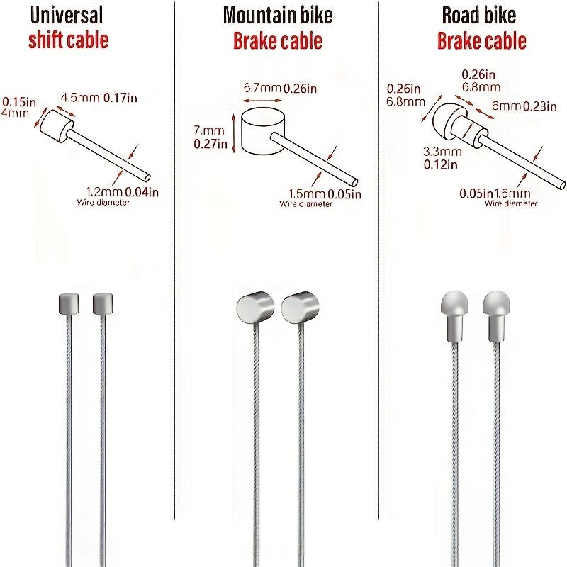 Cat Shop Boys - 78.74inch Bike Brake & Gear Shift Cable Set with End Caps - Durable Steel, Adjustable Length for Mountain & Road Bikes