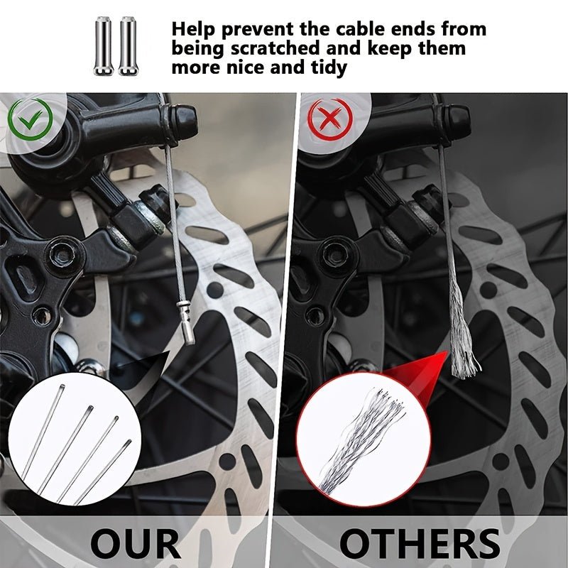 Cat Shop Boys - 78.74inch Bike Brake & Gear Shift Cable Set with End Caps - Durable Steel, Adjustable Length for Mountain & Road Bikes