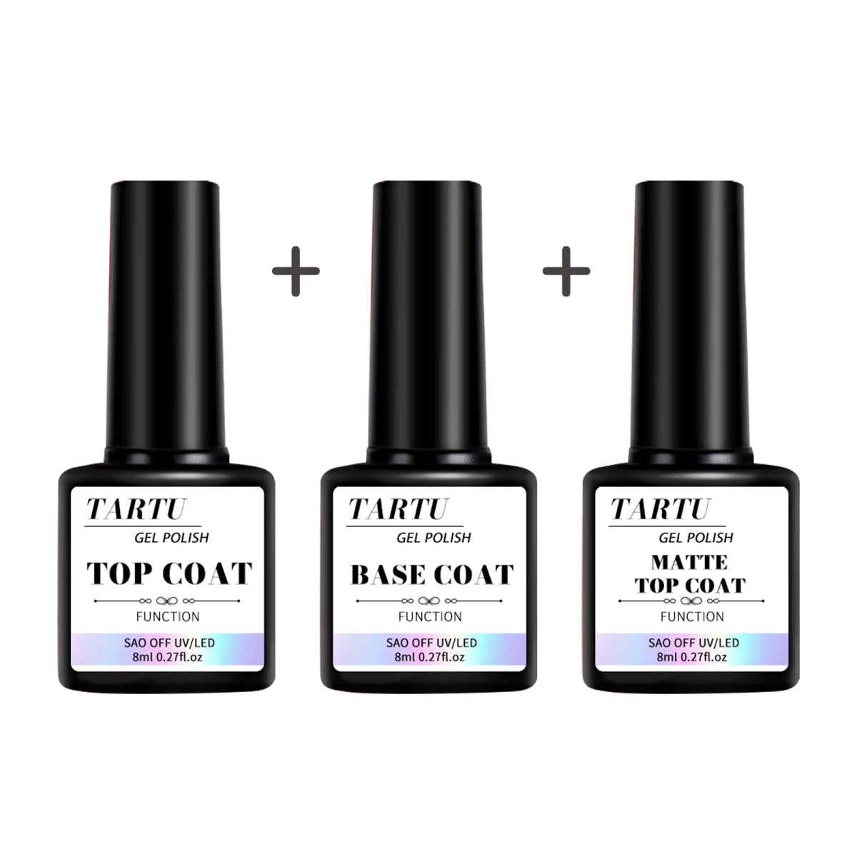 Cat Shop Boys - 8Ml Functional Gel Nail Art Set with Base Coat and Diamond Top Coat,Matte Top ,Soak Off Gel Nail Polish for Nail Art Design Tool