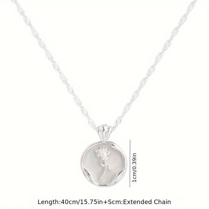 Cat Shop Boys - 925 Sterling Silver Rose Round Brand Necklace For Women, Low Allergy, Light Luxury, Niche Design, High - end Clavicle Chain, Fashionable And Versatile Necklace, Especially Suitable For Jewelry Gifts For Women On Valentine's Day