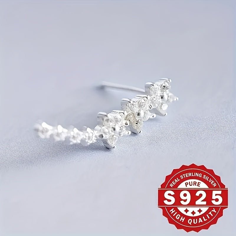 Cat Shop Boys - 925 Sterling Silvery Climber Earrings with Synthetic Zirconia, Elegant And Cute, Suitable for Daily Wear, Music Festivals, And Christmas, Best for Christmas