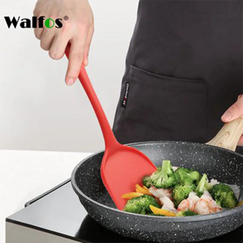 Walfos Non-Stick Silicone Shovel Heat-Resistant Handle Turner Kitchen Spatula Cooking Tool