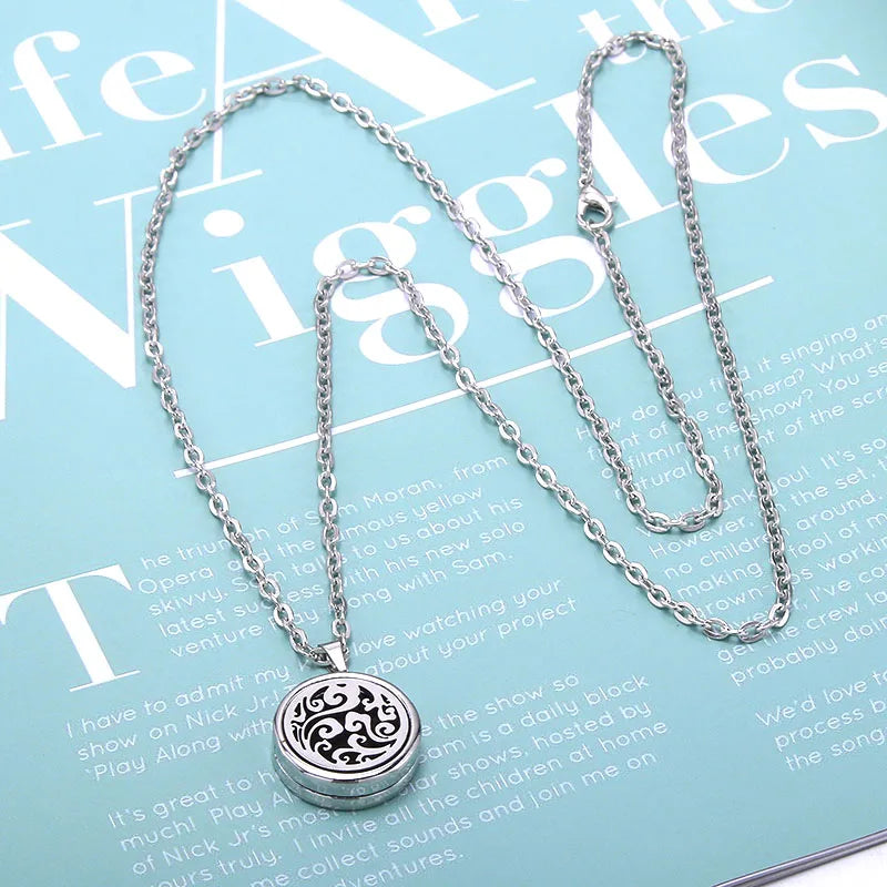 Cat Shop Boys - New Tree Of Life Aromatherapy Necklace Stainless Steel Essential Oil Diffuser Amulet Perfume Locket Pendant Women Jewelry Gift