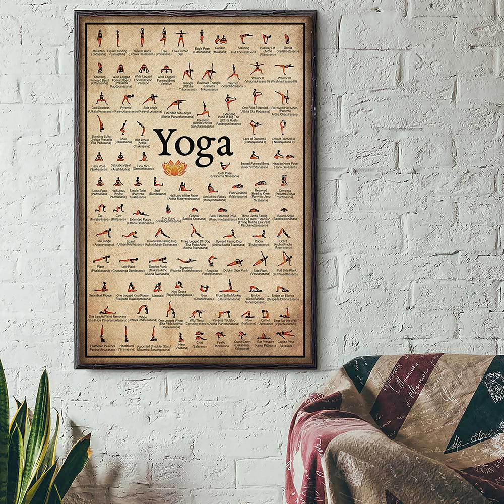 Home Exercise Gym Yoga Ashtanga Chart Pose Health Poster Wall Art Canvas Painting Yoga Print Living Room Home Wall Decor