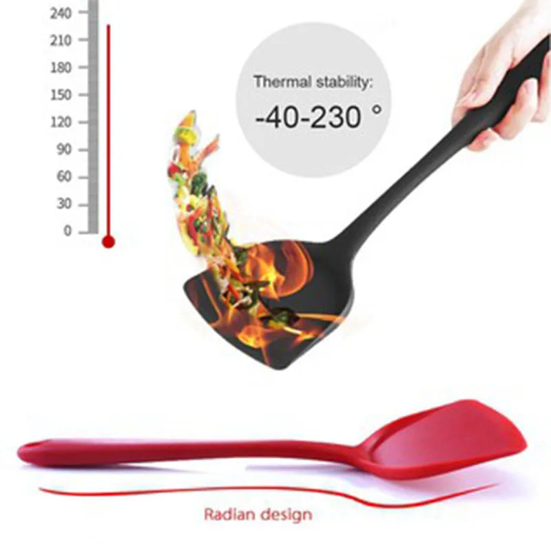 Walfos Non-Stick Silicone Shovel Heat-Resistant Handle Turner Kitchen Spatula Cooking Tool