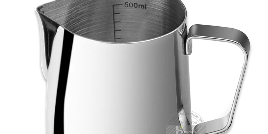 KONCO Inner Scale Espresso Coffee Milk Frothing Pitcher Stainless Steel Creamer Macchiato Cappuccino Latte Art Maker Pitcher Cup