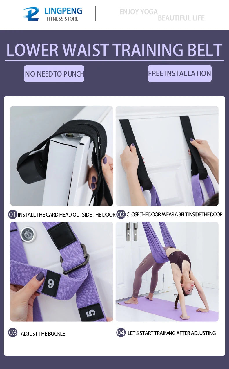 Aerial Yoga Hammock Swing Door Reverse Rope Stretch Belt Flexibility Stretch Leg Stretch Belt Ballet Dance Gymnastics Coach