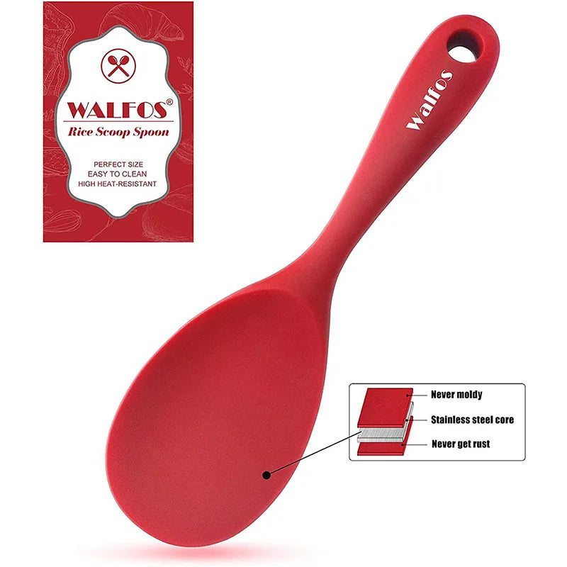 Walfos Non-Stick Silicone Shovel Heat-Resistant Handle Turner Kitchen Spatula Cooking Tool