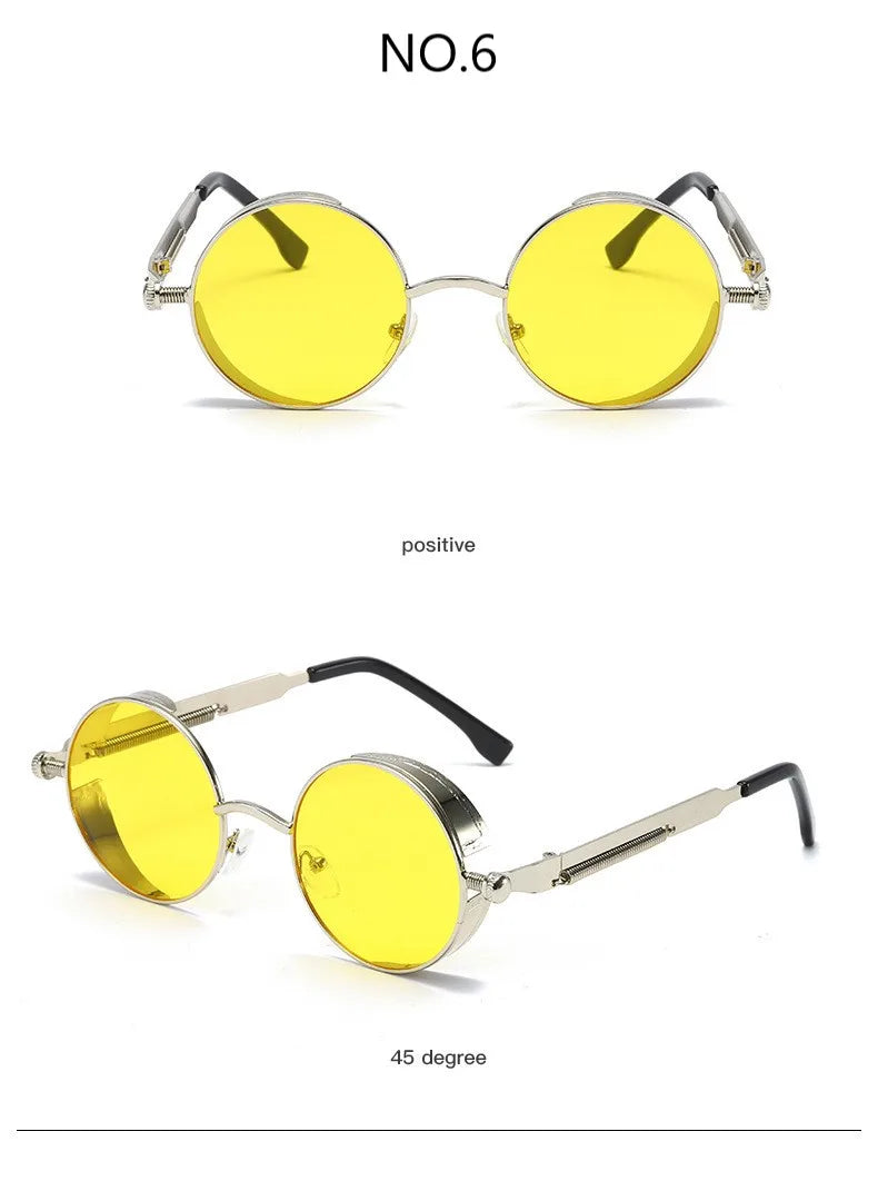 Cat Shop Boys - Metal Steampunk Sunglasses Men Women Fashion Round Glasses Brand Designer Vintage Sun Glasses High Quality Oculos de sol 2021