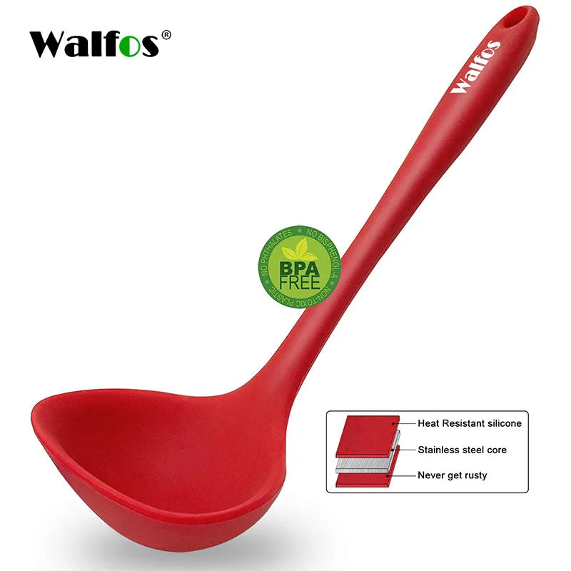 Walfos Non-Stick Silicone Shovel Heat-Resistant Handle Turner Kitchen Spatula Cooking Tool