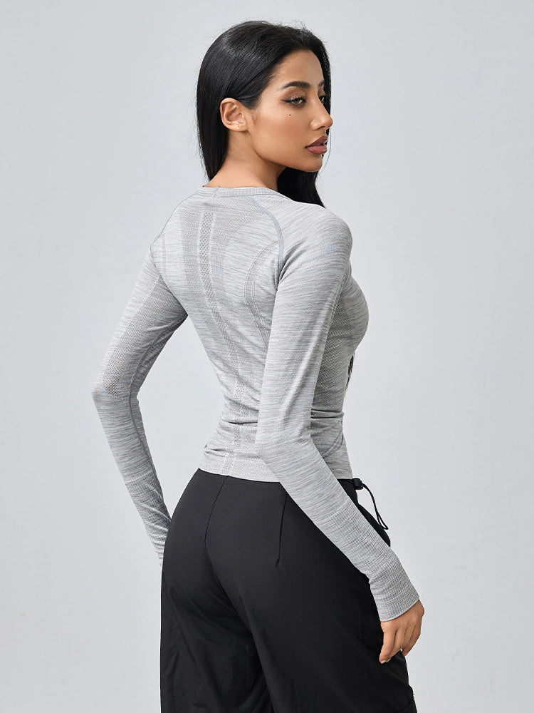 Mitaogirl Seamless Long Sleeves Women's Stretch Sports T-shirt