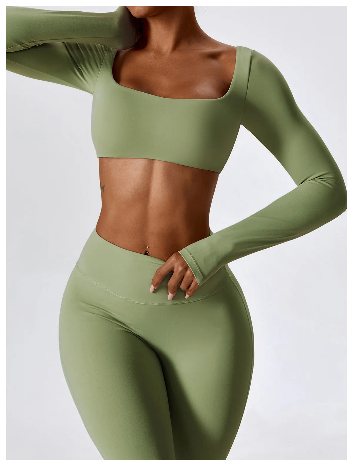 Yoga Set 2PCS Seamless Women Sportswear Workout Clothes Athletic Wear Gym Legging Fitness Bra Crop Top Long Sleeve Sports Suits