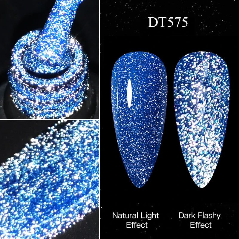 MEET ACROSS 7ml Snowflake White Gel Nail Polish Glitter Snow Sequin Soak Off UV Gel Nail Art Manicure DIY Nail Supplies Varnish