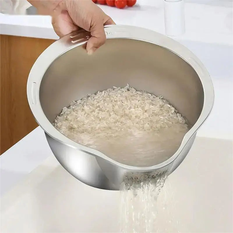 Rice Washer Strainer Bowl Stainless Steel 304 Rice Washing Bowl Rice Sieve Colander Fruit And Vegetable Strainer Kitchen Tools