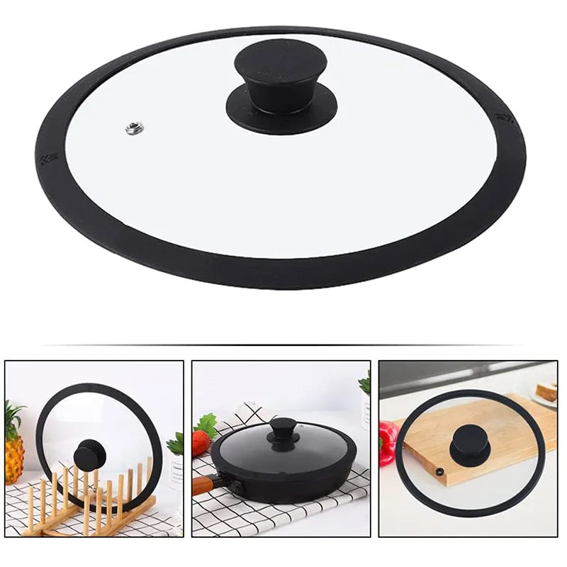 Multi Size Universal Lid for Pots Pans Cookware Tempered Glass Lid for Skillets with Silicone Rim Replacement Lid for Frying Pan