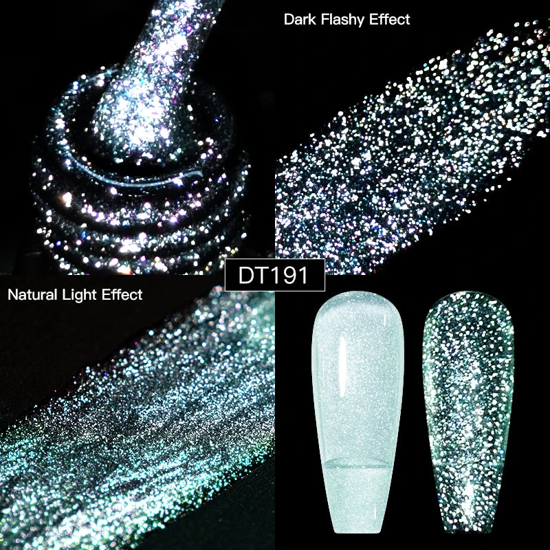 MEET ACROSS 7ml Snowflake White Gel Nail Polish Glitter Snow Sequin Soak Off UV Gel Nail Art Manicure DIY Nail Supplies Varnish