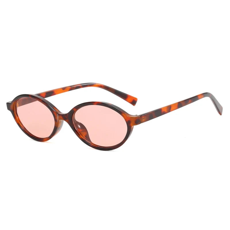 Sexy Small Oval Leopard Sunglasses Women Lovely Ins No Makeup Plain Glasses Frame Men Eyewear Cute Decorative Computer Glasses