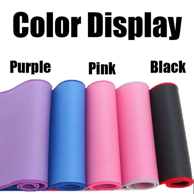 YECOKISO 10MM Extra Thick 183cmX61cm Yoga Mats NRB Non-slip Exercise Mat Fitness Tasteless Pilates Workout Gym Mats with Bandage