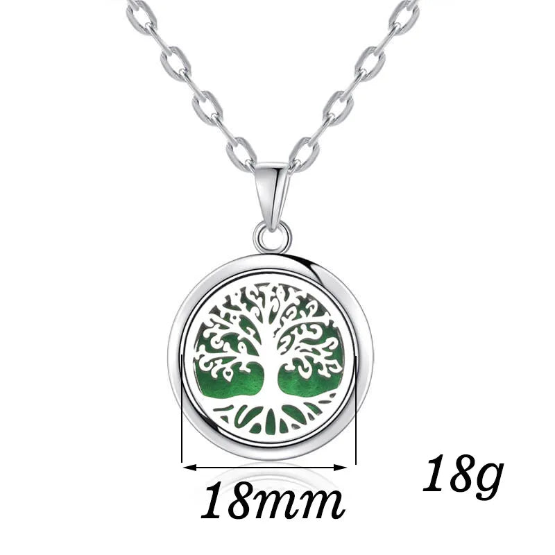 Cat Shop Boys - New Tree Of Life Aromatherapy Necklace Stainless Steel Essential Oil Diffuser Amulet Perfume Locket Pendant Women Jewelry Gift