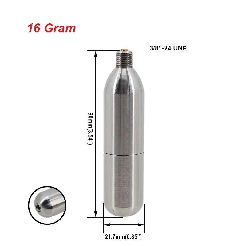 Refillable Co2 Cartridge SS304 3/8-24UNF Thread Co2 Dispensing Accessory for Cocktails, Seltzers, Carbonated Growlers Beer Keg