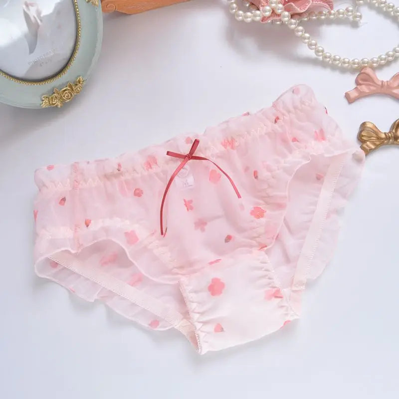 Cat Shop Boys - Cotton Ruffle Cute Lovely Sweety Girl Panties Bow Japanese Princess Style High Elasticity Breathable Sexy Women Underwear Breifs