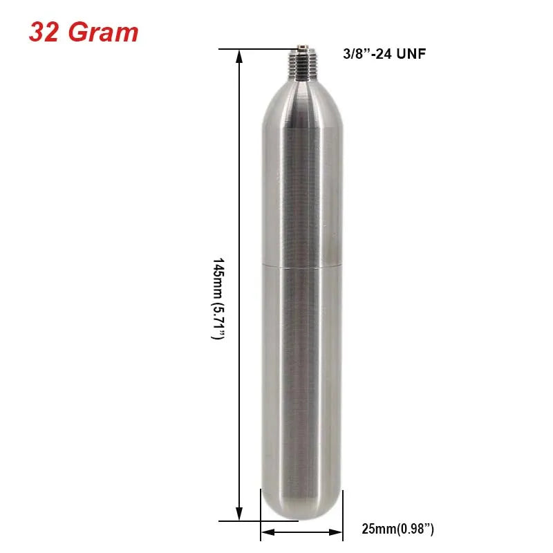 Refillable Co2 Cartridge SS304 3/8-24UNF Thread Co2 Dispensing Accessory for Cocktails, Seltzers, Carbonated Growlers Beer Keg